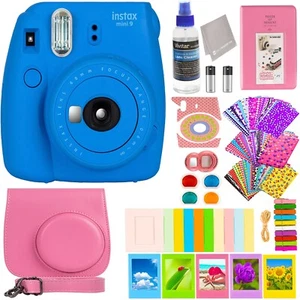 Fujifilm Instax Mini 9 Instant Camera + Pink Accessory Kit-Cobalt Blue Camera - Picture 1 of 11