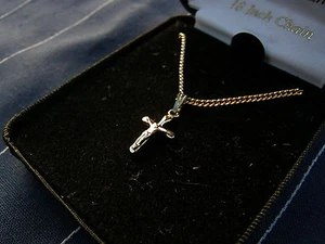 Nuevo Lote de Plata Esterlina .925 Cruzada en Oro, por Cross Gifts con Cadena de 18" P - Imagen 1 de 5