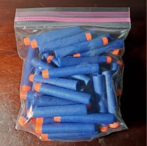 100pc TOTAL 50 Bag of Official Blue Nerf Replacement Bullets 2 7/8" 50 Assorted - Picture 1 of 2
