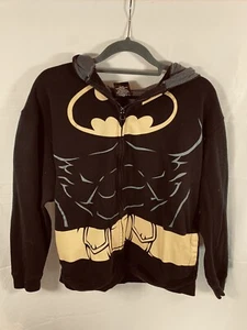 Boys Sweater XL Black Batman Fleece Zip Logo Hoodie Hooded Sweatshirt Youth - Picture 1 of 10