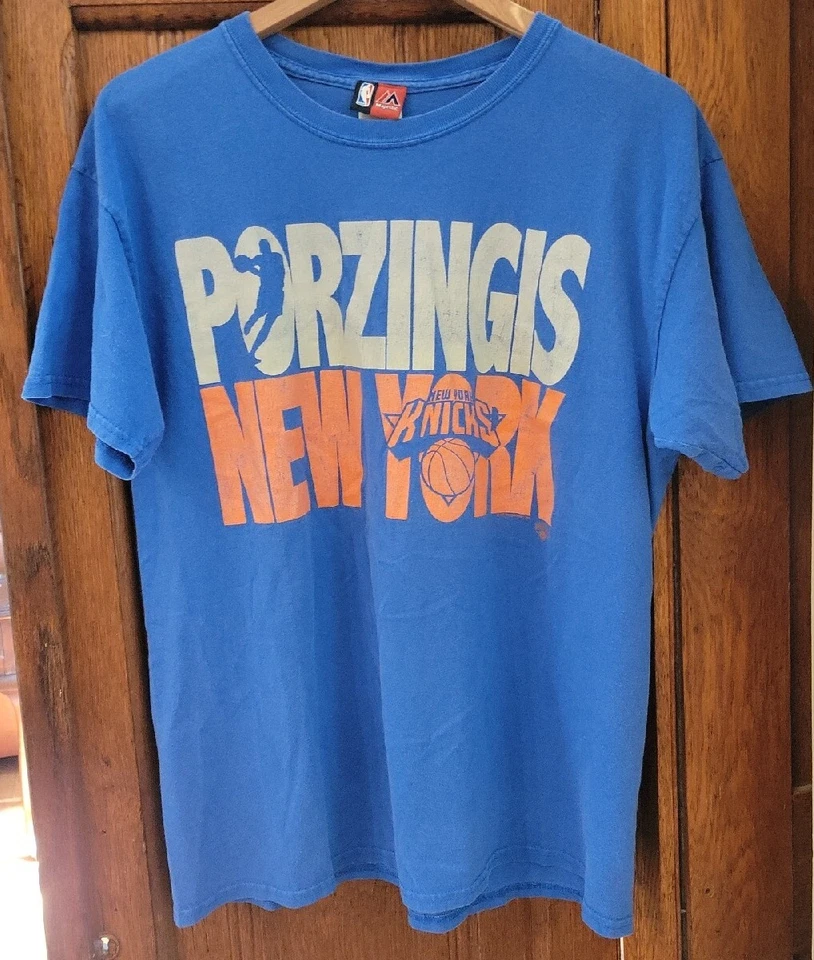 Camiseta Majestic New York Knicks Kristaps Porzingis Grande Suave Usada en Jersey Foto 1 de 4