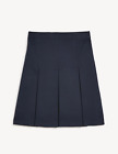 New M&S Girls' Slim Fit Permanent Pleats School Skirt - black - 13-14 years.