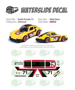 WB 013 WHITE BASE Waterslide Decals EXOTIC PORSCHE71 For Custom 1:64 Die cast - Picture 1 of 4
