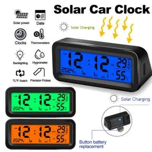 Car Digital Week Temperature Humidity Backlit Display for Dashboard Car Clock - Picture 1 of 19