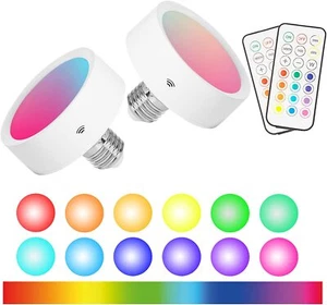 Ghiuop 2 Pack Battery Operated Light Bulbs with Remote, 13 Color RGB 3AA Battery - Picture 1 of 8