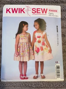 Kwik Sew Pattern K4096 Girls Sleeveless Dresses w/Bodice & Trim Variations XXS-L - Picture 1 of 2