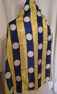 Vintage Ricardo Scarf Yellow Stripes and Blue White Dots Art Deco Retro - Picture 1 of 6