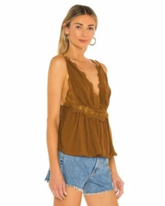 Camiseta sin mangas Free People Odessa de encaje marrón talla US S UK M nueva con etiquetas - Imagen 1 de 3