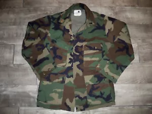 1980s Combat Coat Jungle Woodland Camouflage Shirt Size Small USMC Camo US Army - Picture 1 of 9