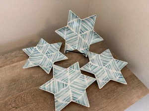 Holiday Crate And Barrel Blue Star Of David Played Set 4 Chanukka Neu - Bild 1 von 12