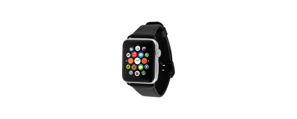 End Scene CO9219 Leather Black Design For Apple Watch Series 3 - Series 2