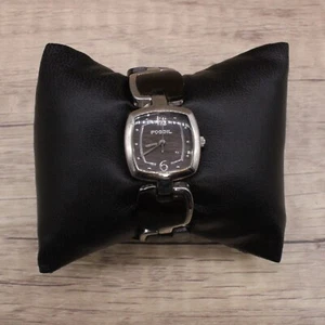 FOSSIL Watch Womens Silver Tone Stainless Steel Black Quartz Dial Bracelet - Picture 1 of 11
