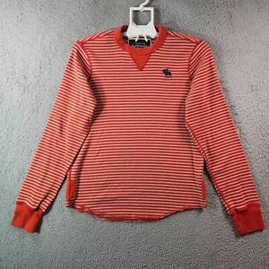 Abercrombie Tee Top Boy XL Moose Long Sleeve White Orange Striped - Picture 1 of 11