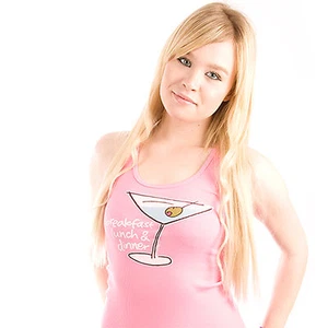 Be As You Are Breakfast Lunch Dinner Martini Hot Pink Ladies Ribbed Tank Top NEW - Foto 1 di 3