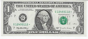 Billete estrella de $1 de la Reserva Federal 1995 distrito de Chicago gema sin circular - Imagen 1 de 2