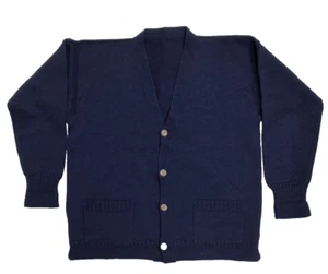 SUÉTER CÁRDIGAN DE LANA PESADO GUERNSEY EN AZUL MARINO, 100% LANA, HOMBRE TALLA 48 - Imagen 1 de 5