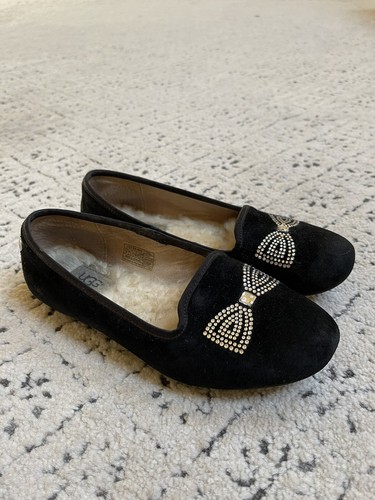 mocassini swarovski ugg vintage colore nero con fiocco 5