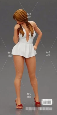 1/18 Figuras de Resina Sexy Falda Blanca Niña 4" Figuras Modelo Para Coches Vehículo Juguete Foto 1 de 4
