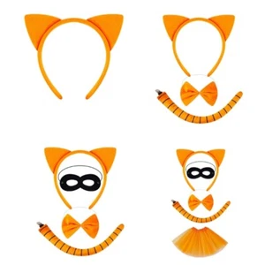 Animal Costume Cats Ears Headbands Tail Tutu Skirt Mask Halloween Cosplay Props - Picture 1 of 12