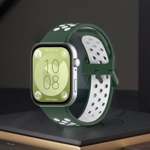 Two-Color Silicone Strap Breathable for Huawei Watch Fit 3 (Dark Green White) - Zdjęcie 1 z 6