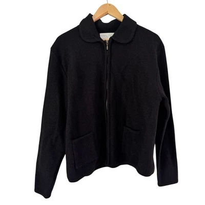 Casual Corner Black 100% Wool Full Zip Cardigan Sweater Women’s Size Large  - Image 1 of 4