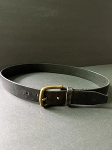 Calvin Klein Vtg. Womens Leather Belt Logo Black Made In Italy Large Casual Y2K - Picture 1 of 10