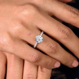 Fede Nuziale Diamante Coltivato in Laboratorio Taglio Tondo 2Ct Oro Bianco Massiccio 14K 6 Misura 7 - Foto 1 di 6