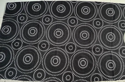 FABRIC Embroidered Black Circular Silver 149x141Craft Remnants Offcut Patchwork - Image 1 of 4