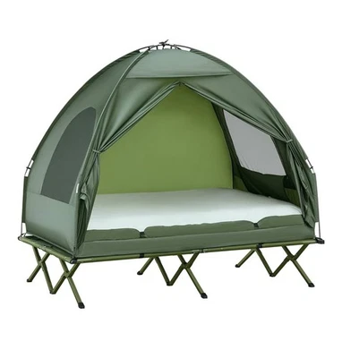 NUEVO Juego combinado plegable para cunas de camping tienda portátil para 2 personas tienda cama camping verde Foto 1 de 4
