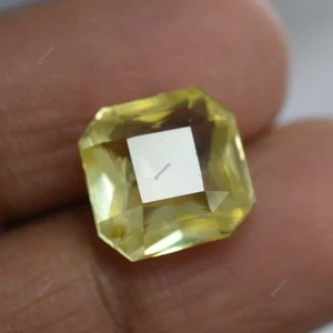 10.23 Ct Natural Sapphire Yellow CERTIFIED Square Cut Guenine Loose Gemstone - Picture 1 of 6