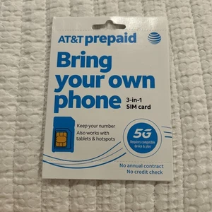AT&T Prepaid Sim Card Bring Your Own Phone 5G 3 In 1 Fits All Phones - Picture 1 of 1