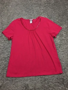 Jaclyn Smith Shirt Womens Size Large Pink Round Neck Sequins - Picture 1 of 12