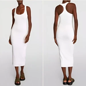 All Saints Maki Modal Scoop Racerback Bodycon Midi Tank Dress White Size 10 NWT - Picture 1 of 14