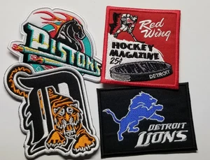 4 pc. Detroit Tigers Lions wings Pistons Embroidered Patch misc size 3"-3.5" - Picture 1 of 2