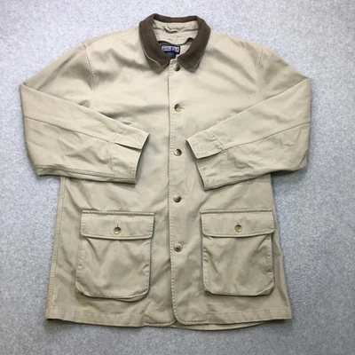 Chaqueta Land's End Pana Tareas Para Hombre Grande Beige Bolsillos Cuero Cuello Forrado Foto 1 de 4
