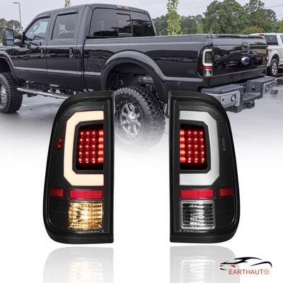 L&R Black LED Tail Lights w/Bulbs For 08-16 Ford F250 F350 F450 F550 Super Duty - Image 1 of 4