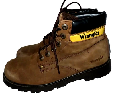 WRANGLER MEN BROWN LEATHER LACE UP ANKLE BOOT SIZE UK 9 EU 43 US 10 VGC - Image 1 of 4