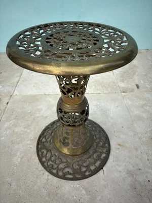 实心黄铜植物支架台灯 16.5 英寸好莱坞摄政复古 — 第 1/4 张图片