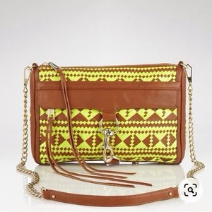 Rebecca Minkoff Large Neon Yellow Woven Mac Crossbody Bag $295 NWT - Picture 1 of 7