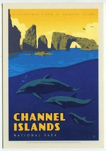 WPA-style Postcard - Channel Islands National Park - Matte Finish 4.5" x 6" - Picture 1 of 2