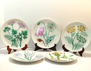 Vintage Horchow Botanical Herb Plates - Japan - set of 5 - Picture 1 of 8
