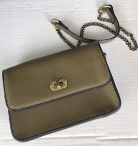 Simply Noelle Green/Brown Shoulder Crossbody Purse w/ Toggle & Chain Strap CUTE! - Picture 1 of 12