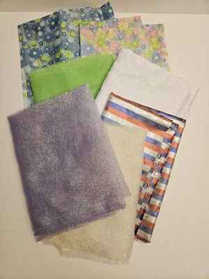 Yards of Sheer and Shiny Polyester Fabrics Assorted Sizes Styles Lot - Image 1 of 4