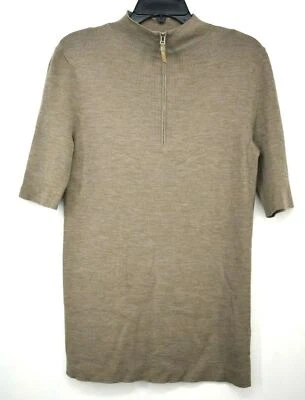 Suéter Lafayette 148 Mujer Tostado Acanalado Lana Media Cremallera Mangas Codo Nuevo con Etiquetas L Foto 1 de 4