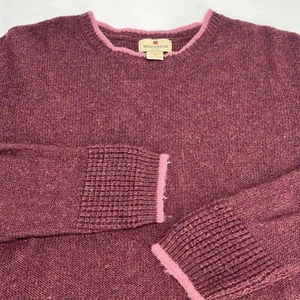 Woolrich Women’s Cabernet/Pink Accent Wool Heather Sweater- Size XL - Picture 1 of 8