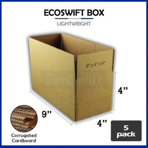 5 9x4x4 EcoSwift Cardboard Packing Moving Shipping Boxes Corrugated Box Cartons - Picture 1 of 6