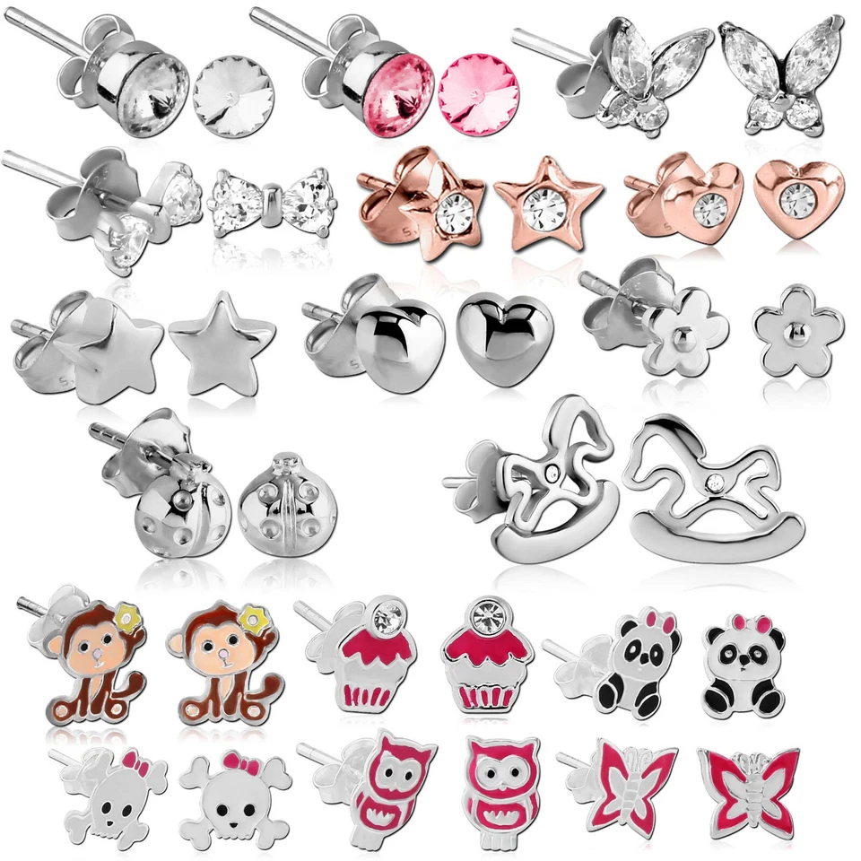 925 Argento Sterling Orecchio Spina Donna Bambino Smaltato Z533 - Immagine 1 di 1