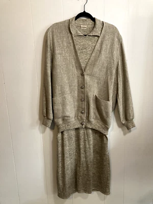 VINTAGE LANERIE AGNONA ALTUNA silk wool blend matching jacket and sweater dress - Image 1 of 4