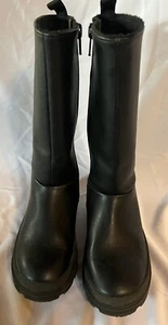 H&M KIDS BLACK FAUX LEATHER KNEE HIGH EQUESTRIAN BOOTS SIZE 9 - Picture 1 of 5
