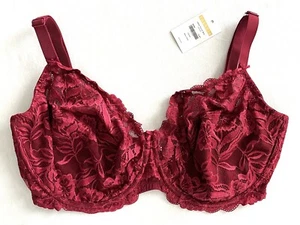 Sujetador Delmira Nuevo con Etiquetas Cerise Rojo Profundo Encaje Elegante Con Aros Cobertura Completa 42G NUEVO - Imagen 1 de 13